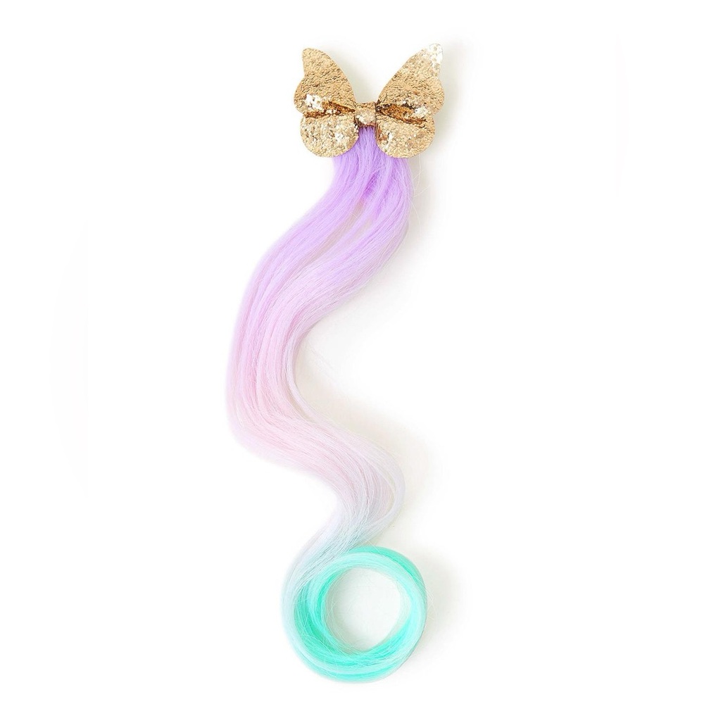 Gold Sequin Bow with Pastel Ombre Hair Extension